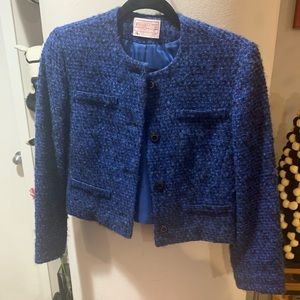 Petite, blue tweed wool blazer. Vintage Pendleton.